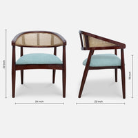 dimensions of Sahaj Teak Wood Arm Chair (Brown blue) 
