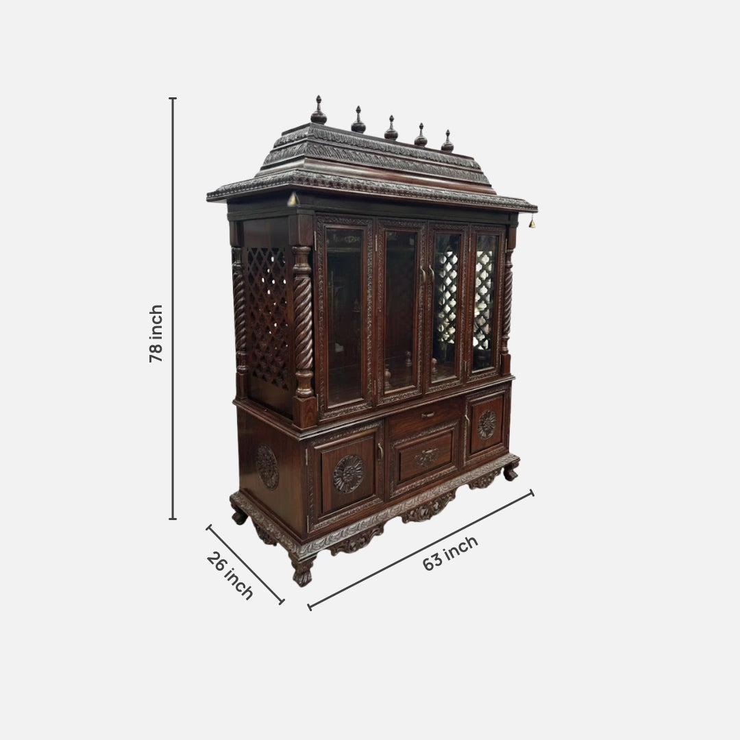 dimensions of Satyarath Teak Wood Mandap (Brown)