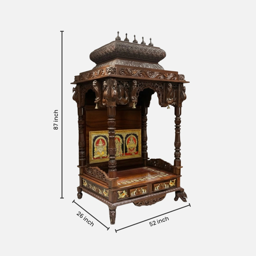 dimensions  of Shambhavi Teak Wood Mandap (Brown) 