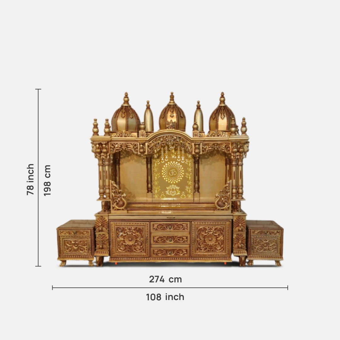 dimensions of Shilpa Teak Wood Mandap (Gold) 