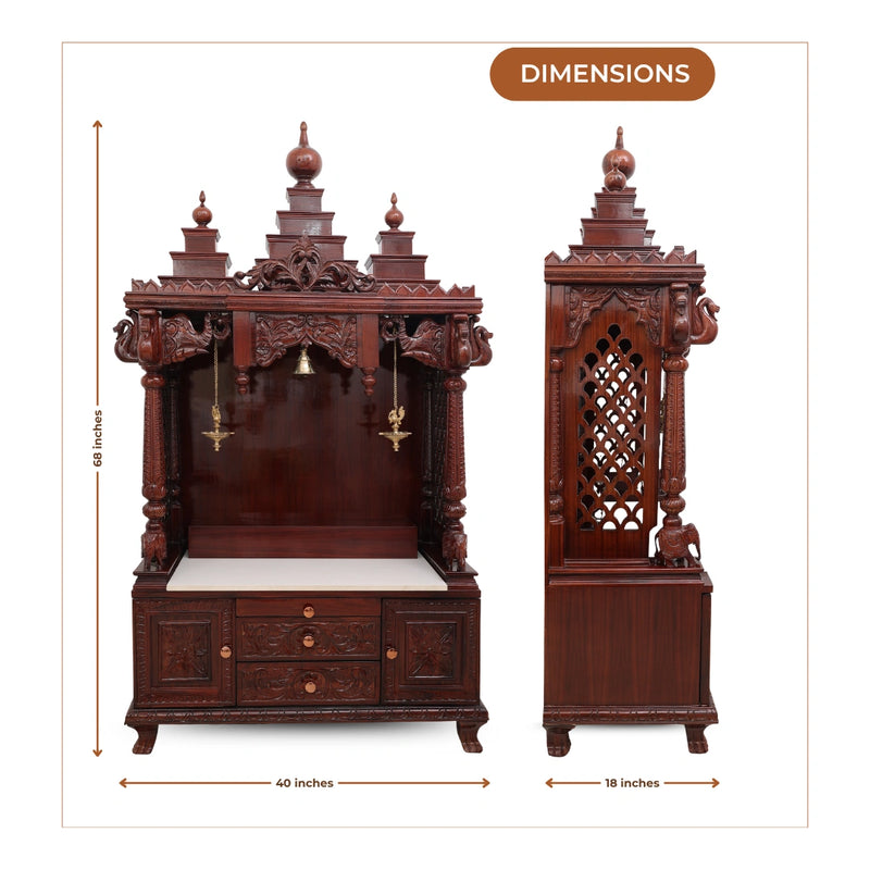  dimensions of Shubhalaya Teak Wood Mandir (Brown)  