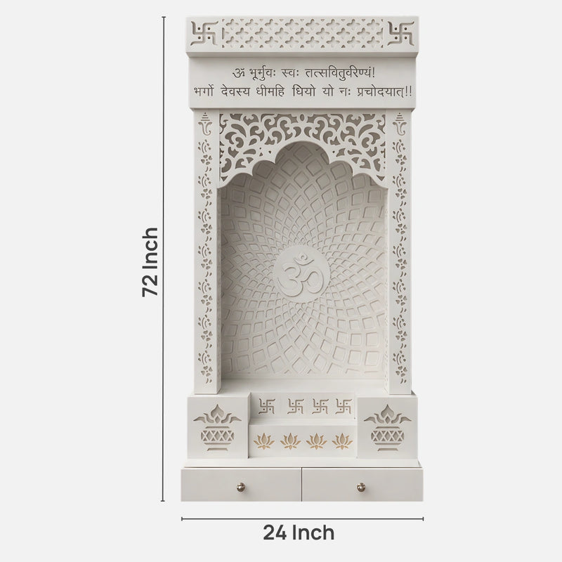 dimensions of Shvetara Wooden Corian Mandir (White)