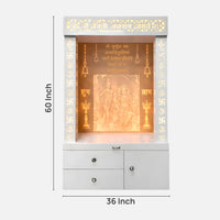 dimensions of Siyom Wooden Corian Mandir (White)