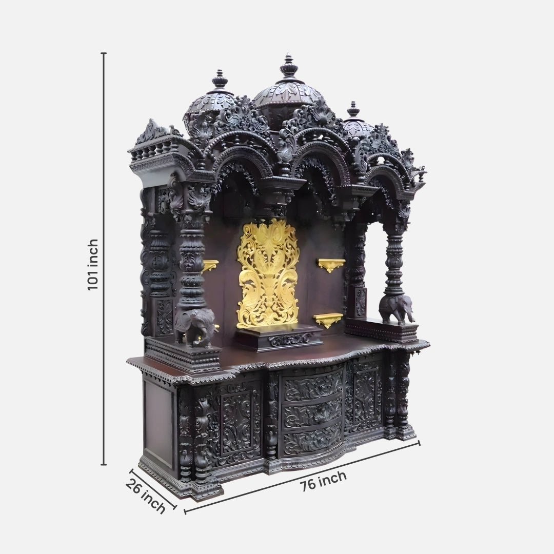 dimensions of Srikalahasti Teak Wood Mandap (Cherry)
