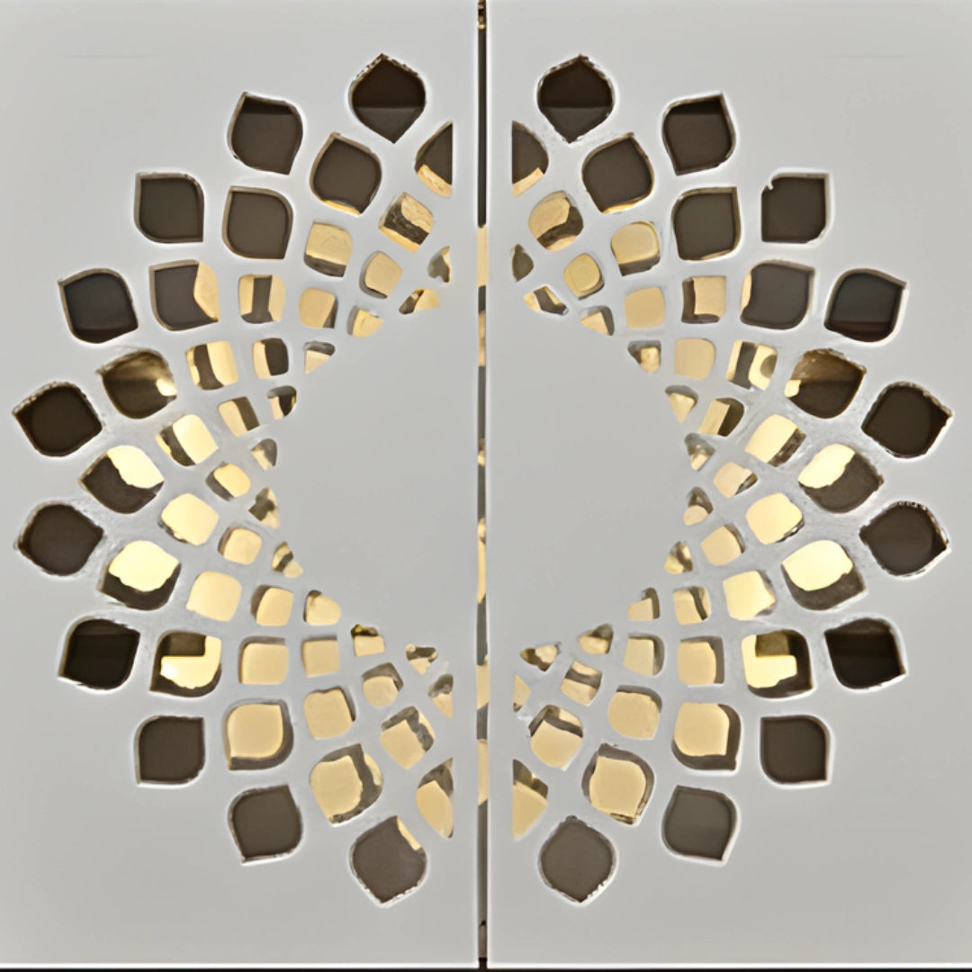 dimensions of Sristhala Teak Wood Mandir (Brown White) zoom view 