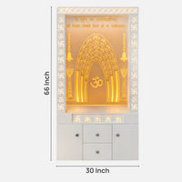 dimensions of Suchiraa Wooden Corian Mandir (White)  