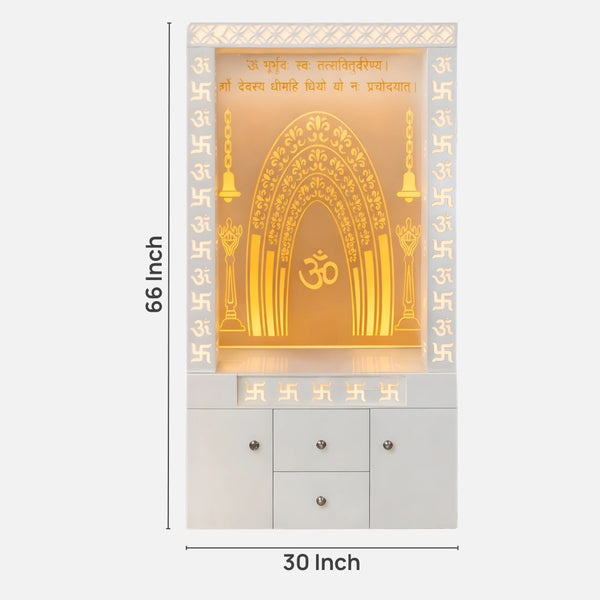 dimensions of Suchiraa Wooden Corian Mandir (White)  
