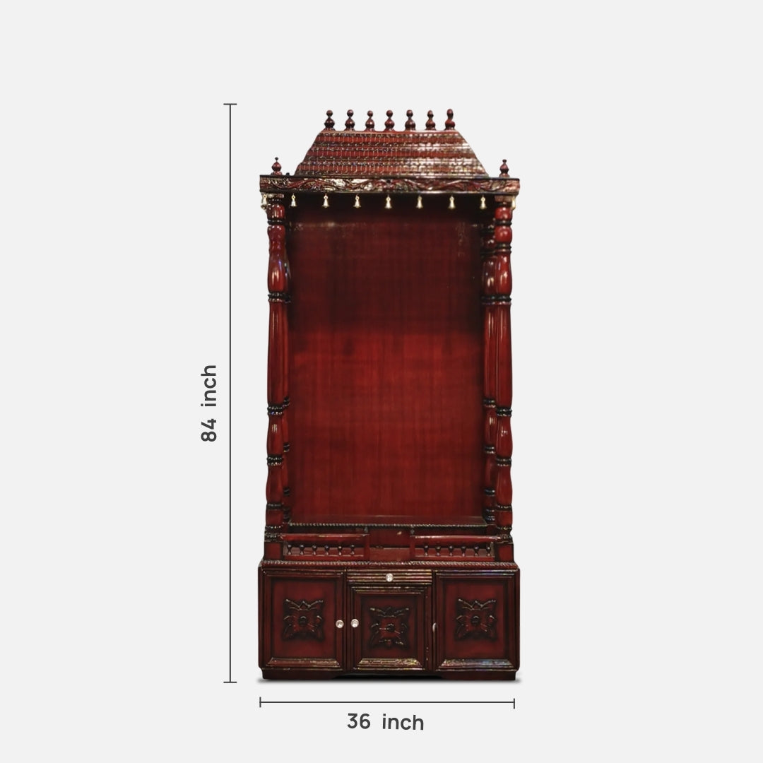 dimensions of Sudarshan Teak Wood Mandap (Brown) 