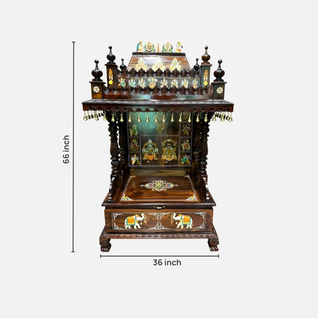 dimensions  of Sukrti Teak Wood Mandir (Brown) 