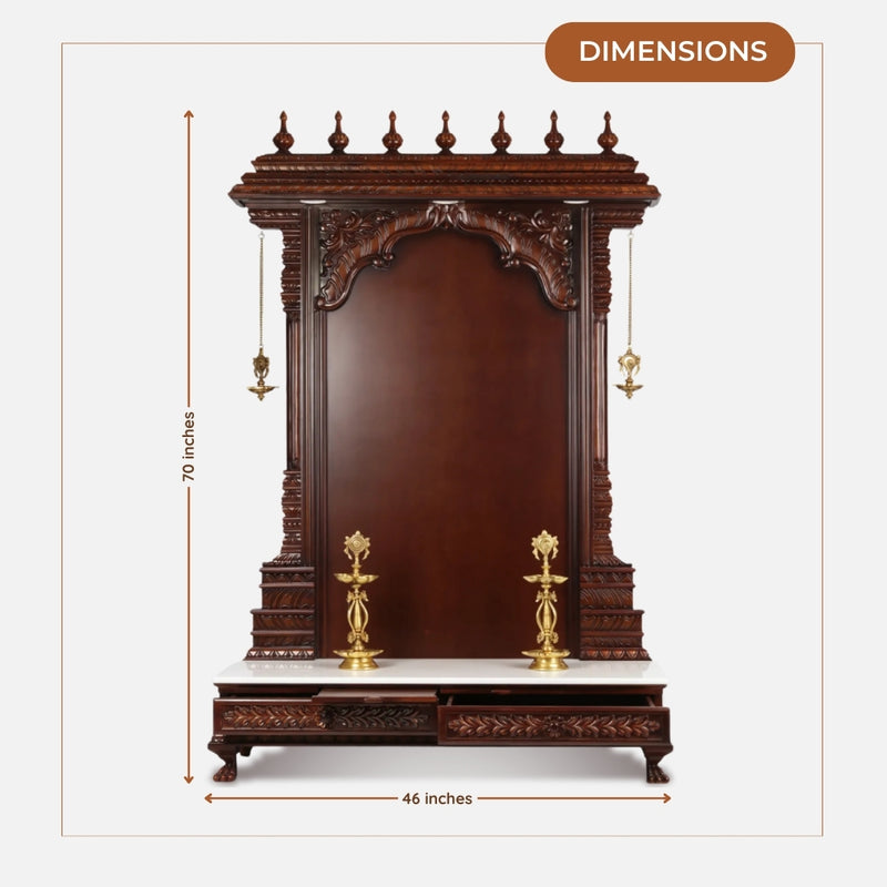 dimensions of Sumangal Teak Wood Mandap Brown 