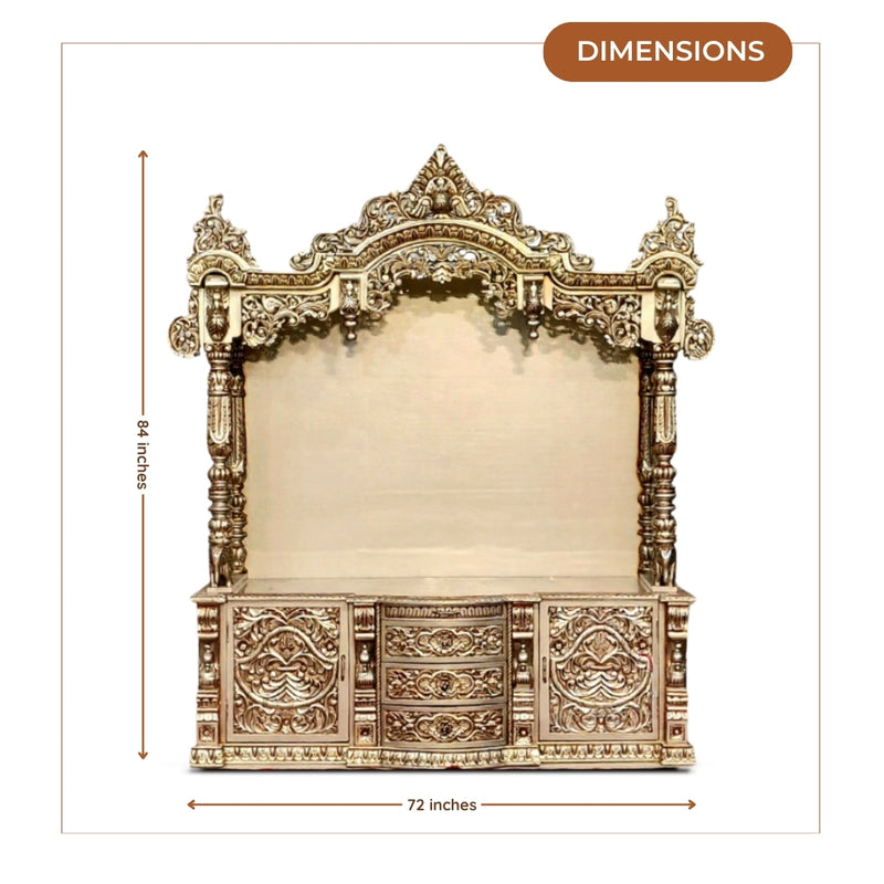 dimensions of Sumukha Teak Wood Mandap (Gold) 