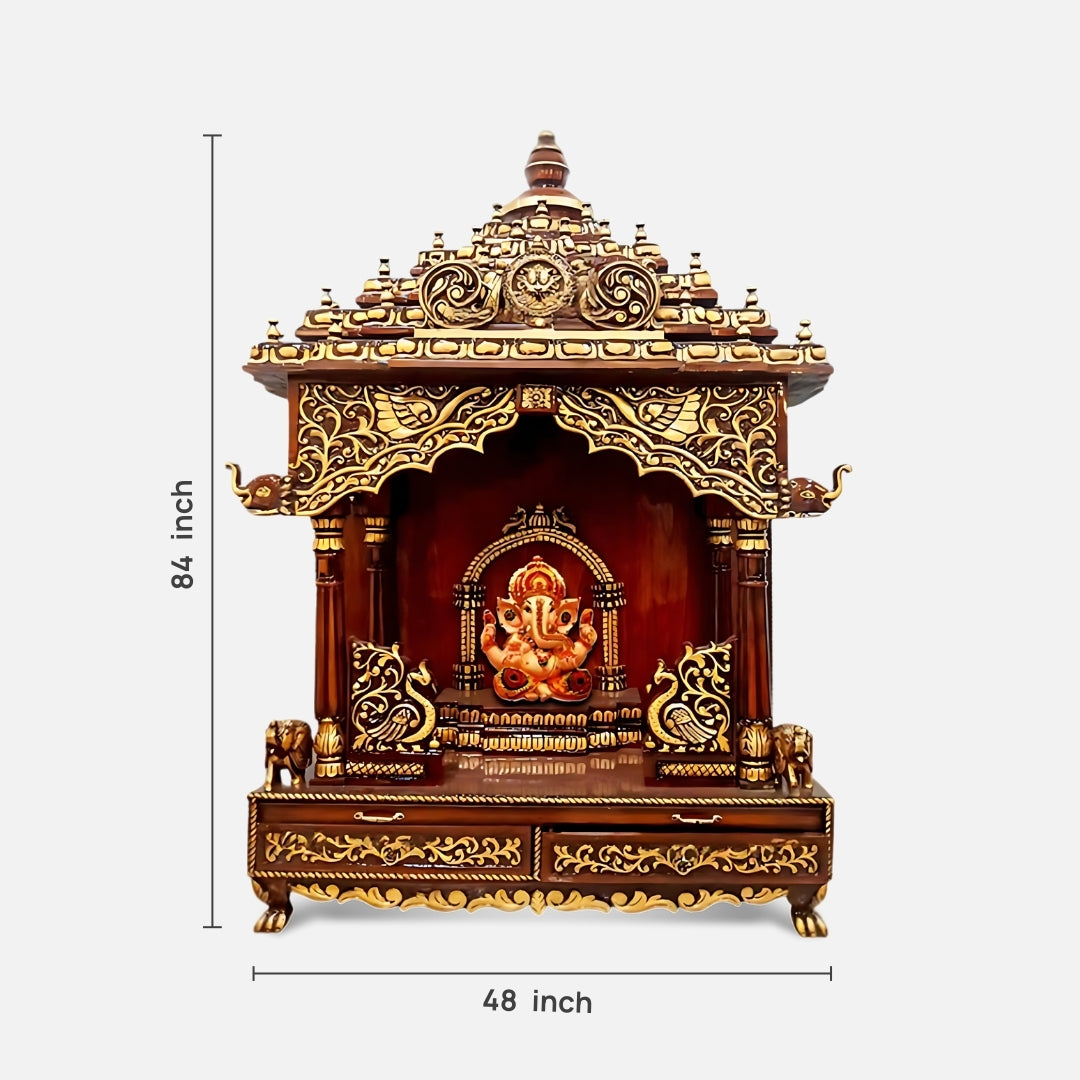 dimensions of Suprita Teak Wood Mandap (Cherry Gold) 