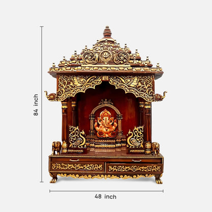 dimensions of Suprita Teak Wood Mandap (Cherry Gold) 