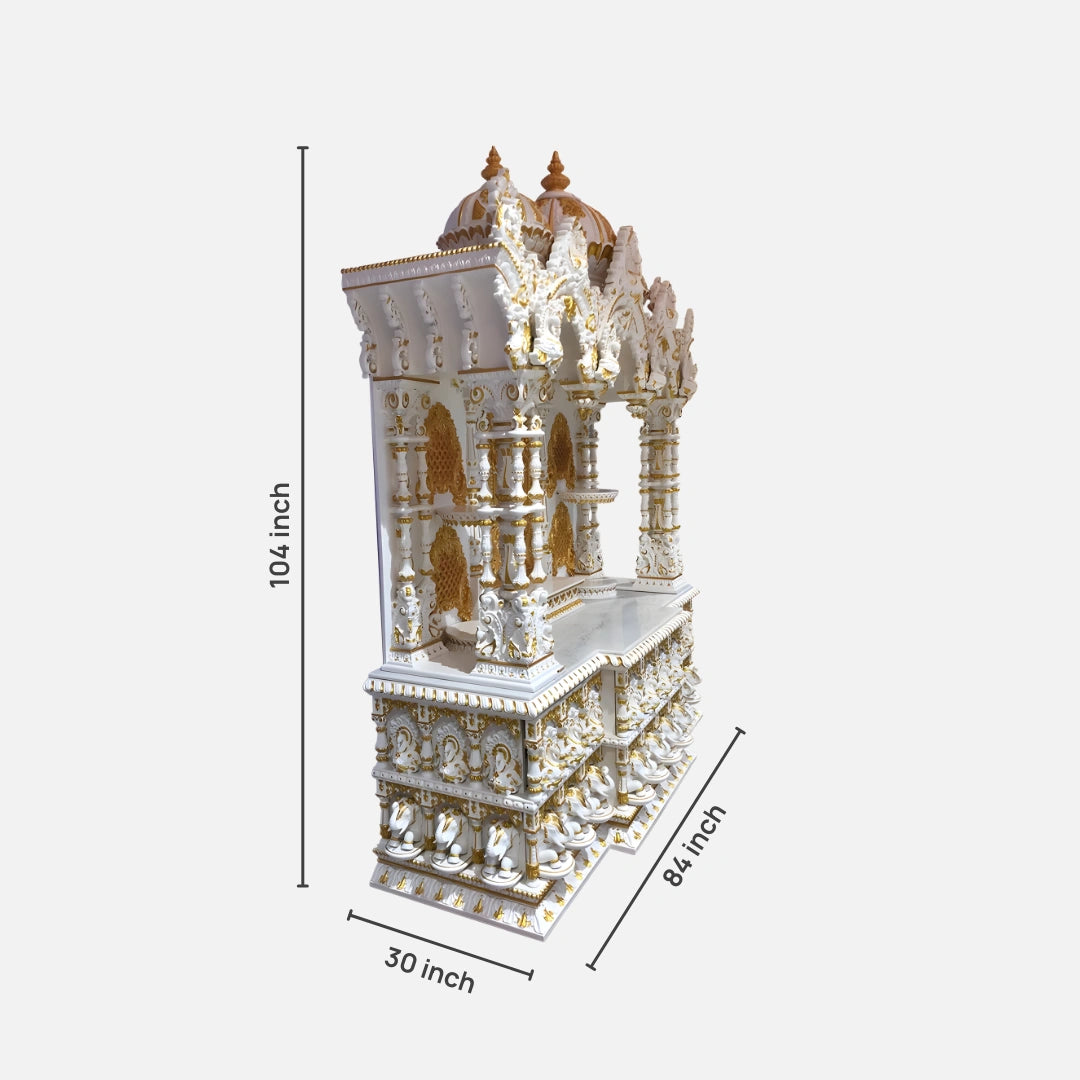 dimensions of Thirumal Teak Wood Mandap (White Gold) 