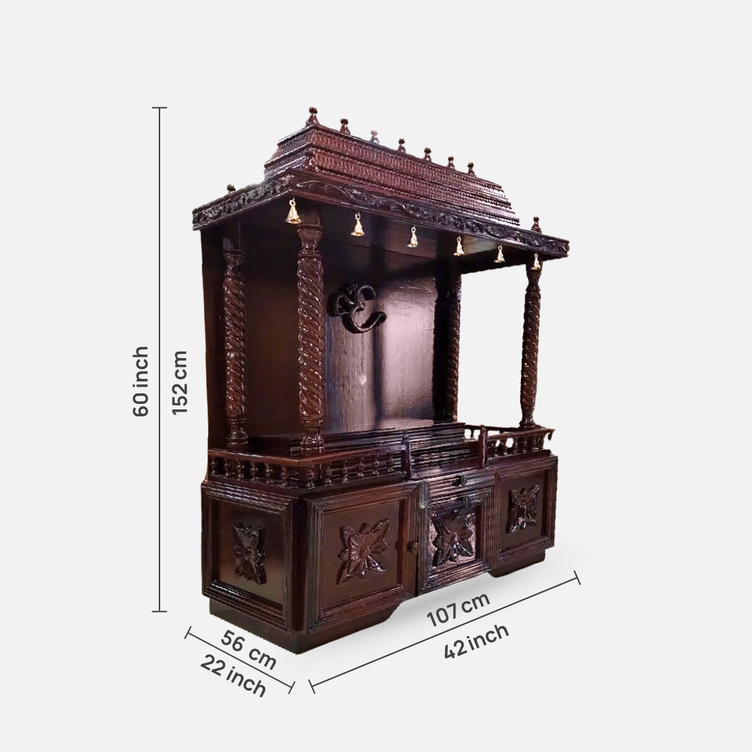 dimensions of Vaibhav Teak Wood Mandap (Brown) 