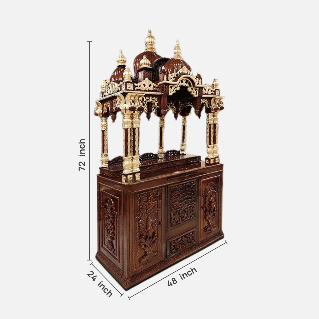 dimensions of  Vamsha Teak Wood Mandap (Brown)  