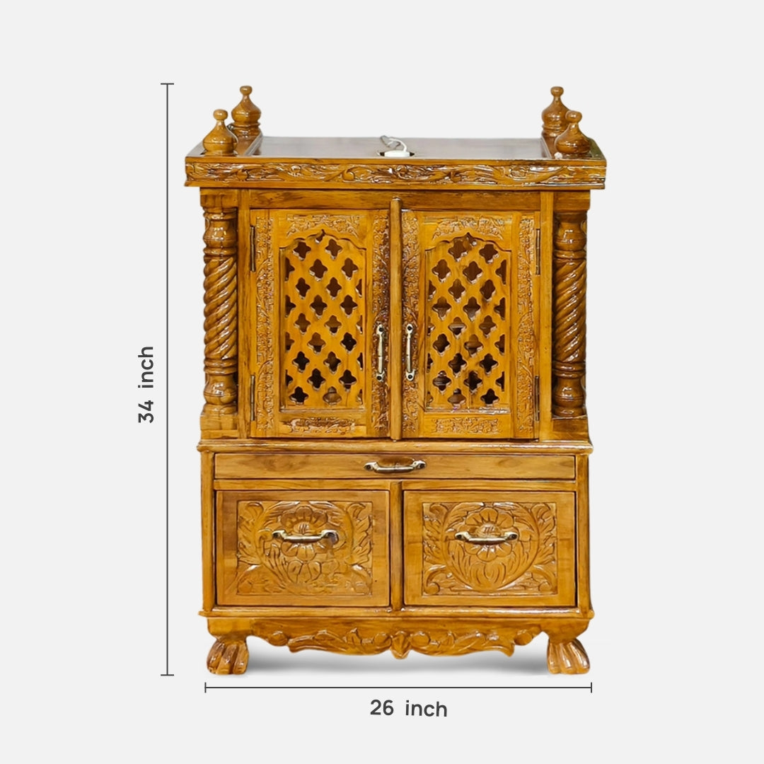 dimensions of Vamshika Teak Wood Mandir (Teak) 