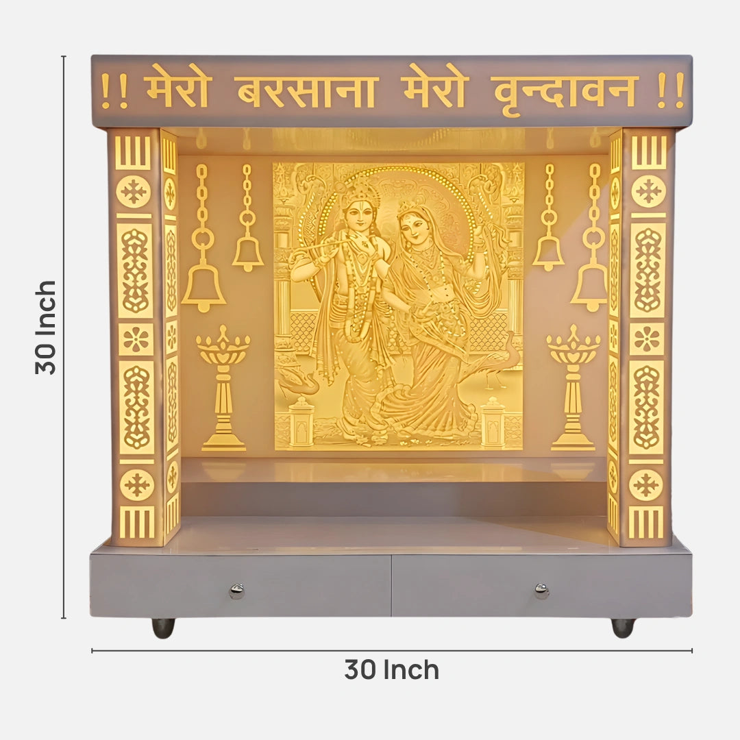 dimensions of Vanshira Wooden Corian Mandir (White)
