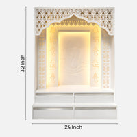 dimensions of Vinayra Wooden Corian Mandir (White)
