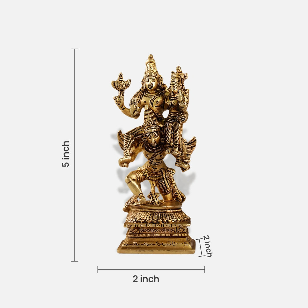 dimensions of Vishnu Lakshmi on Garuda Brass Idol