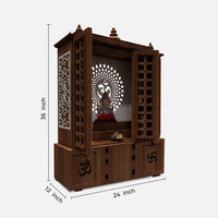  dimensions view  of Vishesh Teak Wood Mandir (Brown) 