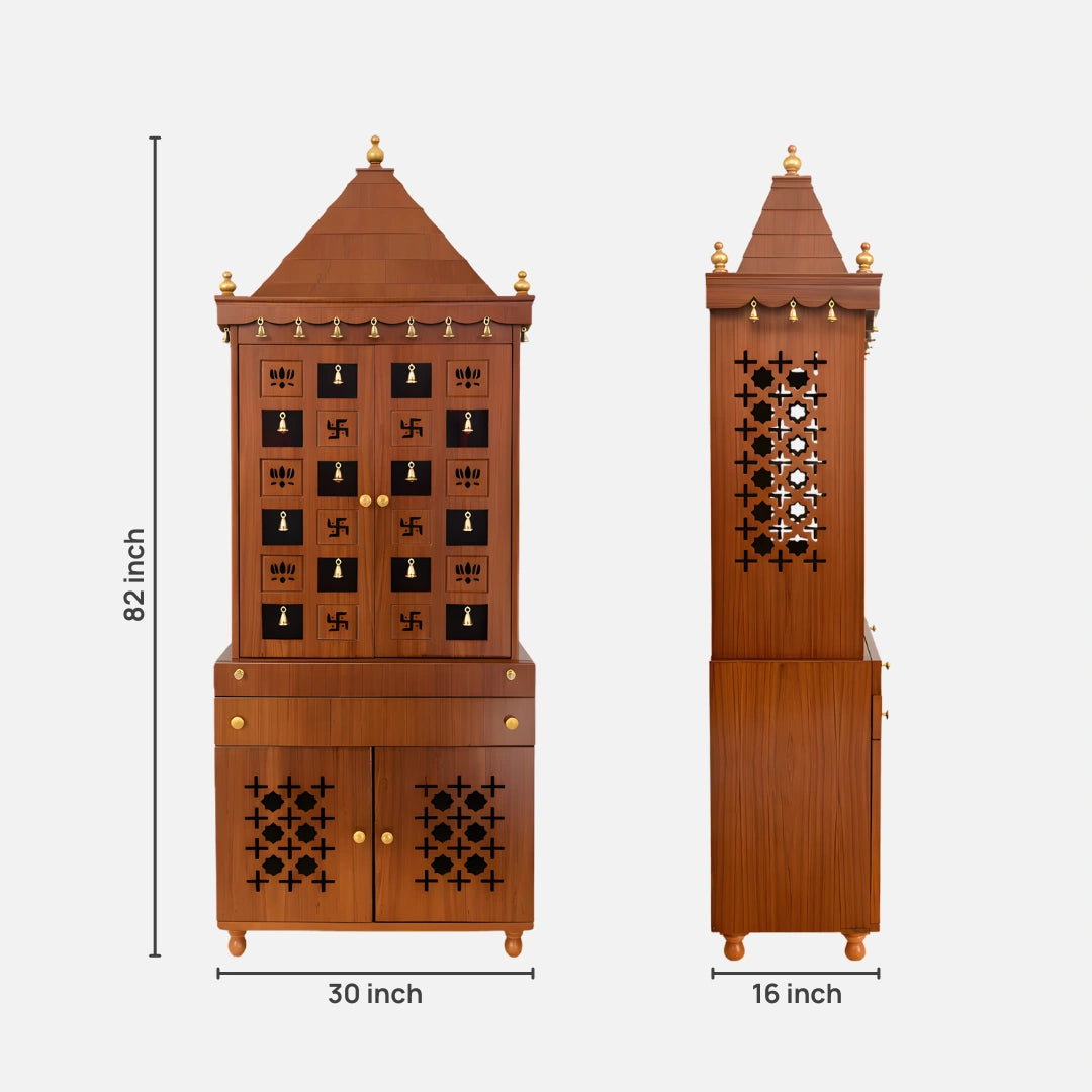 dimensions  view  of Yash Teak Wood Mandap (White) 