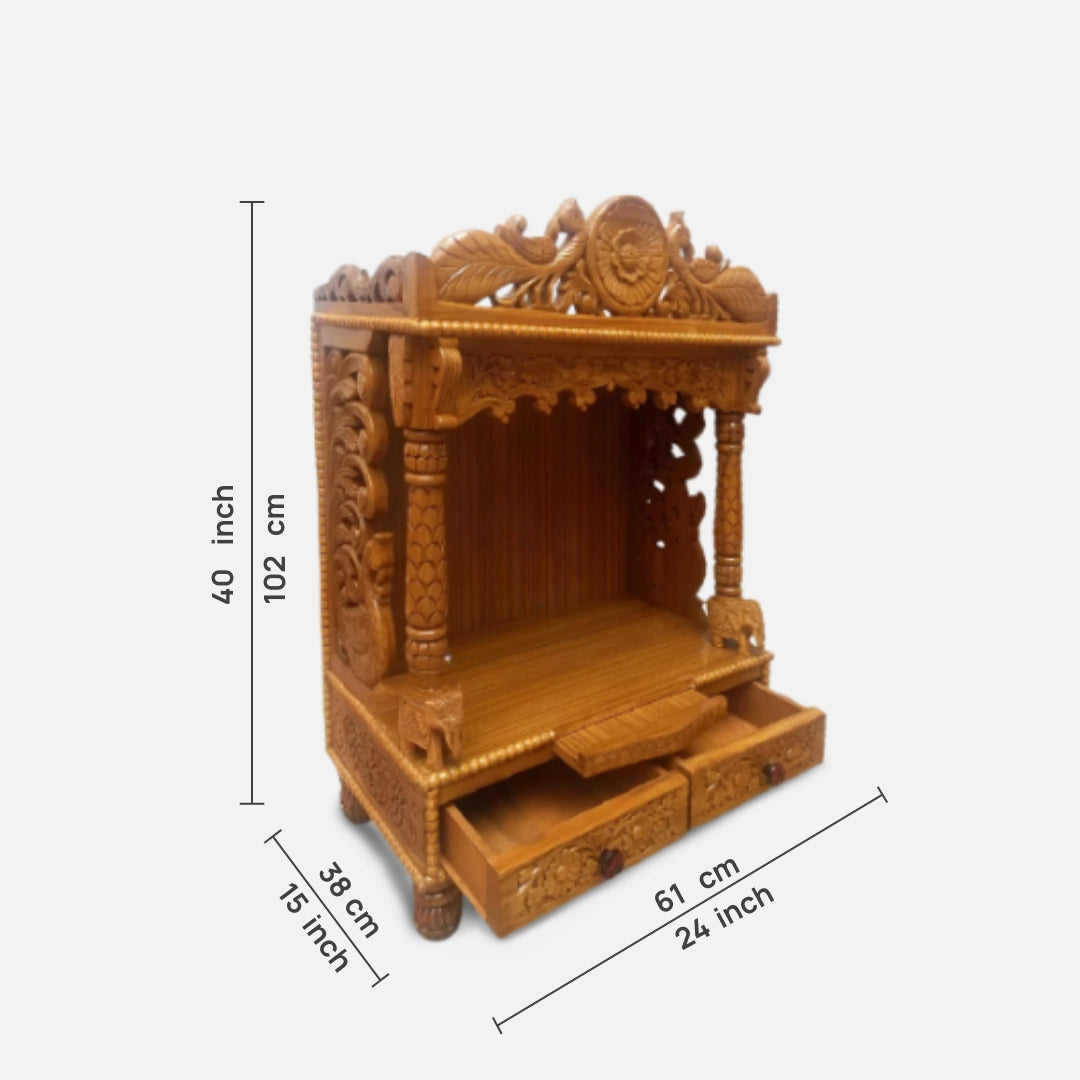dimensions of Navdev Teak wood Mandir (Teak)