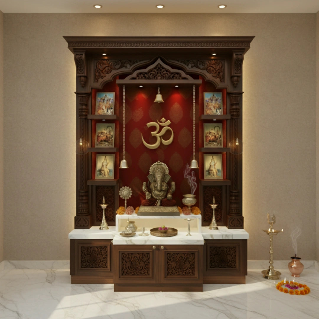 dimensios of Ghantika Teak Wood Mandap (Brown)lifestyle view 