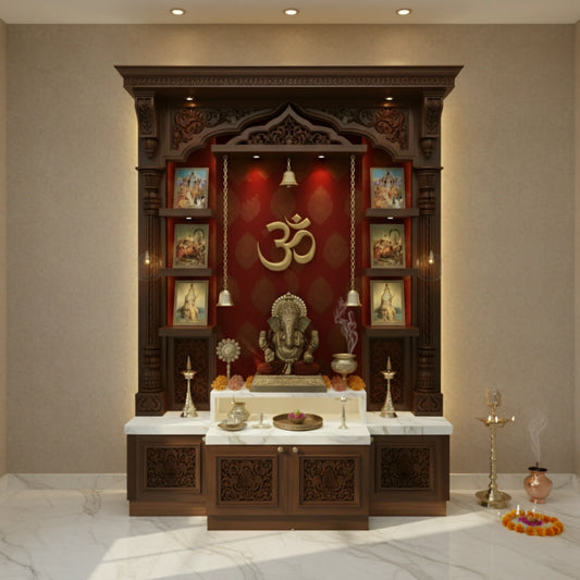 dimensios of Ghantika Teak Wood Mandap (Brown)lifestyle view 