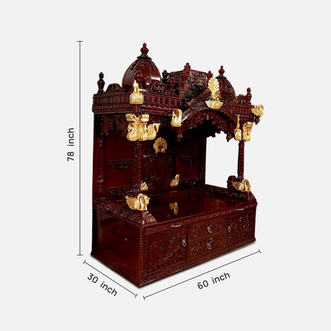 dimesions of Kesar Teak Wood Mandap (Cherry)  