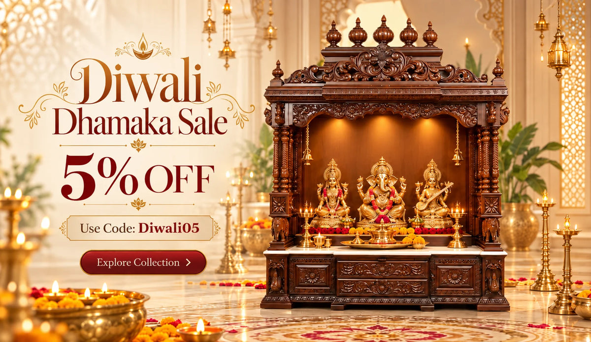 Navratri offer on teak pooja mandirs, flat 10% off with code NAV10