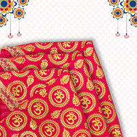 Red Satin Pooja Aasan with Golden Om fold view