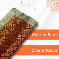 fold-view-Red and Golden-Brocade-Puja-Aasan-with-Spiritual-Motifs