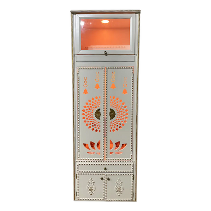 front view of Dhyansthal Teak Wood Mandap (White)