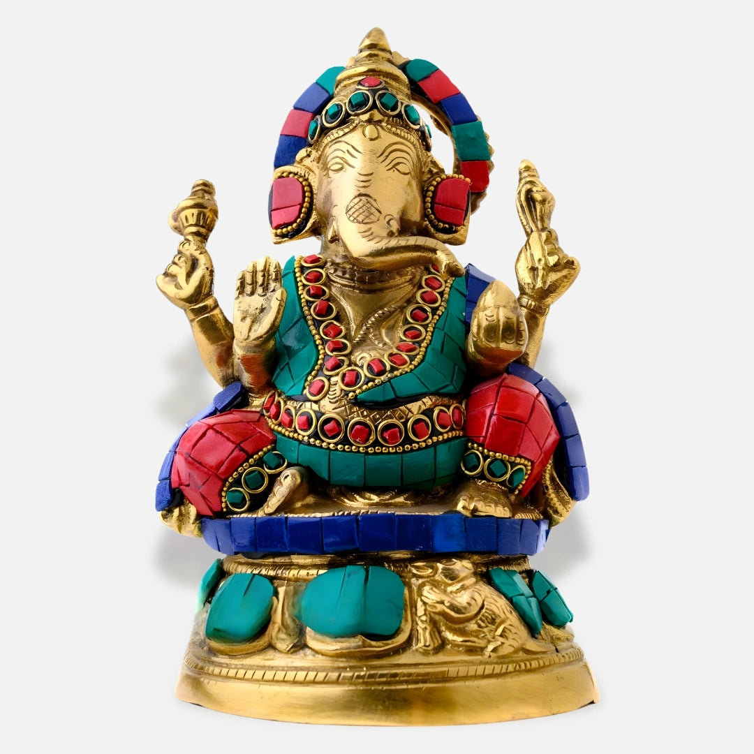 front view  of Ganesha Brass Idol 9
