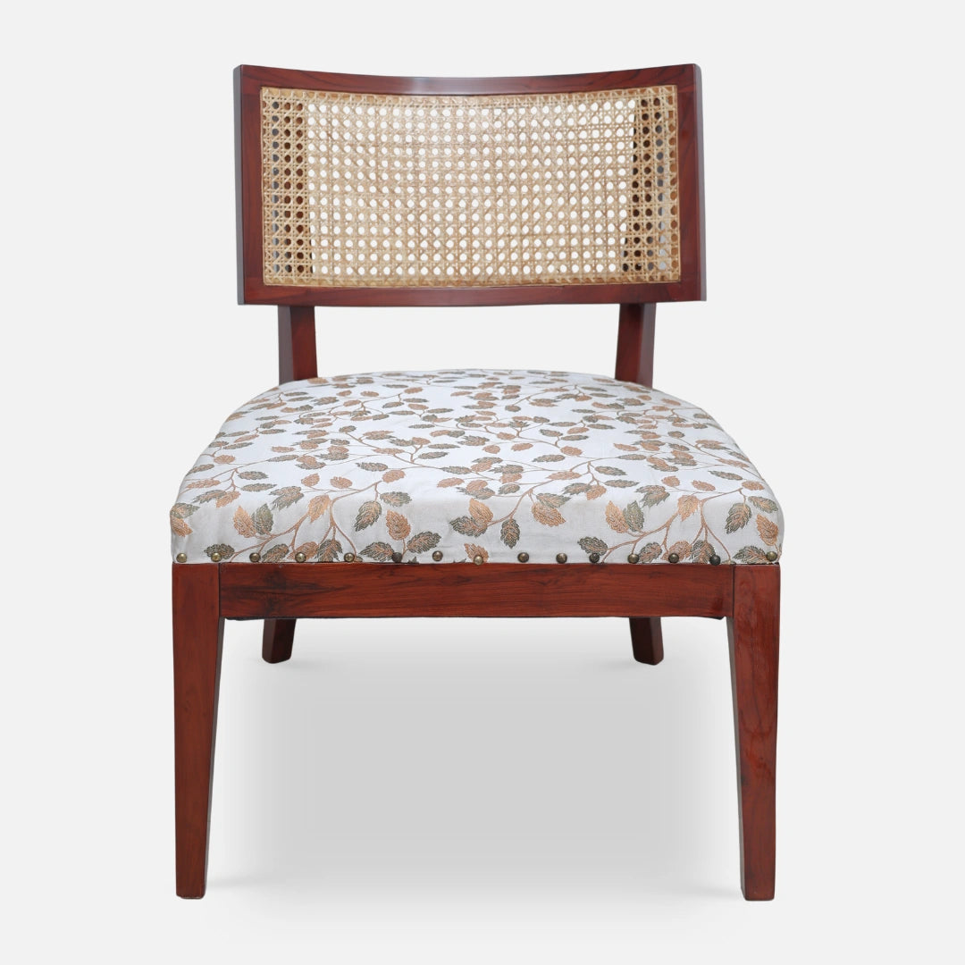 front view of Liora Teak Wood Lounge Chair (Brown) 
