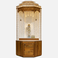 front view  of Vaishnavam Teak Wood Mandap (Teak White) 