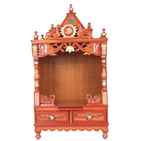 Divya Nivas Medium Floor Rested Pooja Mandir (Teak Gold ) front view