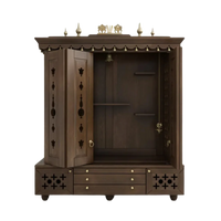 half door open view  of Divyasthal Teak Wood Pooja Mandap with Door (Wenge)