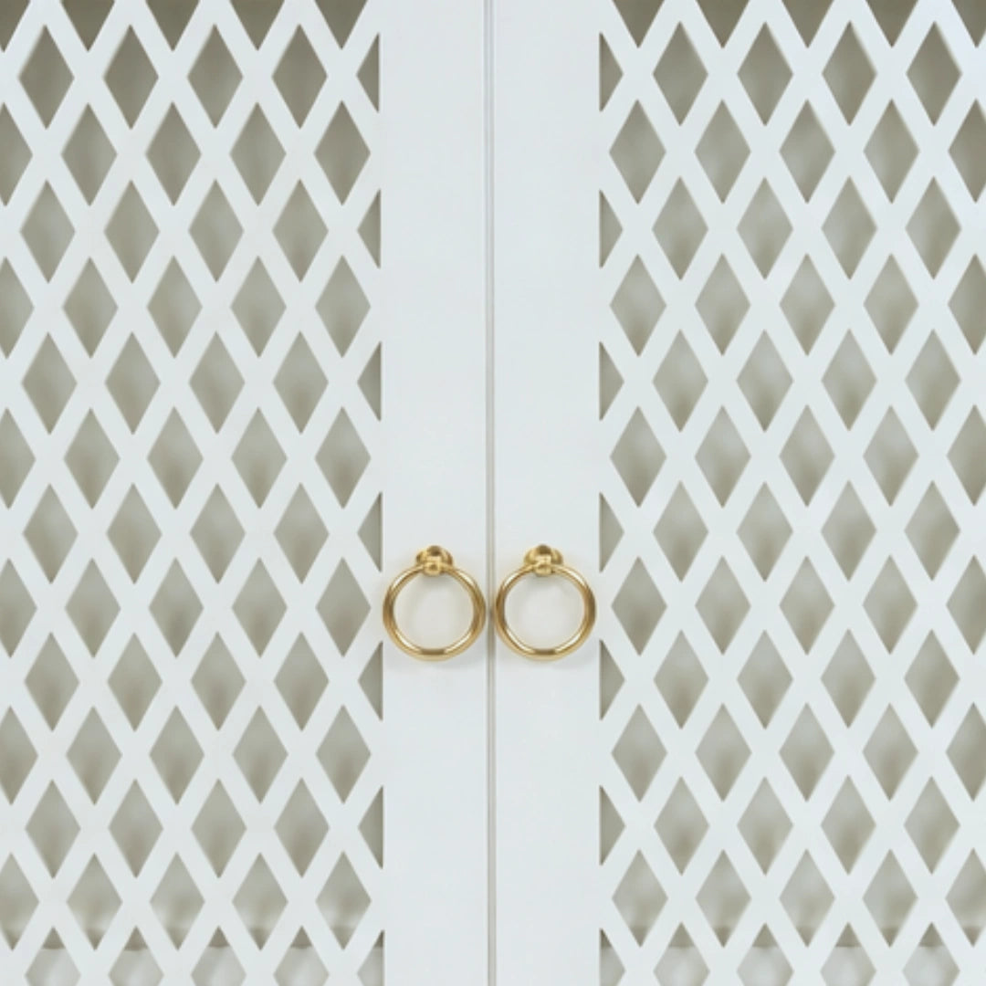 jeevan Teak Wood Mandir (White)  door jalli view 