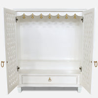 jeevan Teak Wood Mandir (White) open door view 