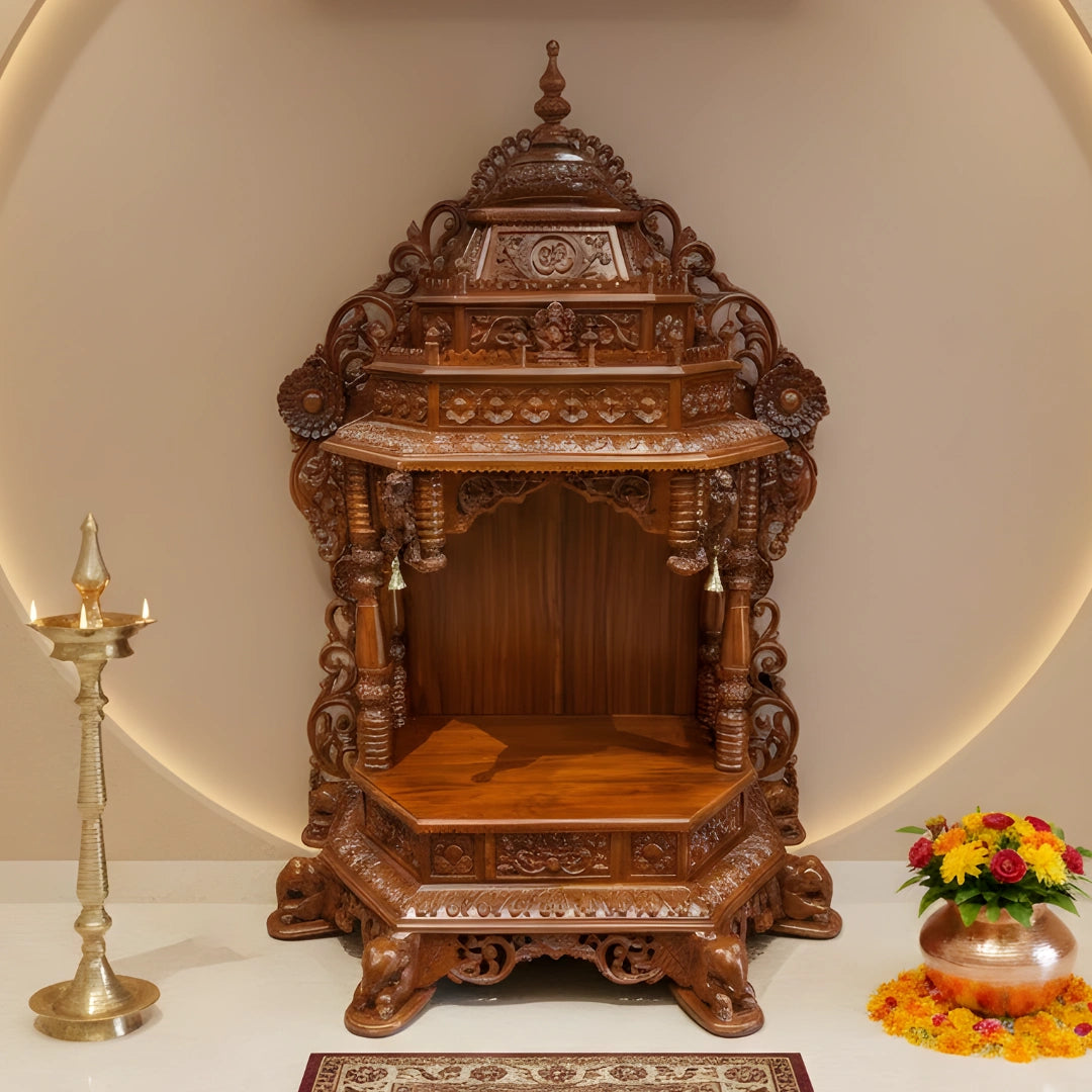 lifestyle image  of  Aarzo Teak Wood Mandir (Teak) 