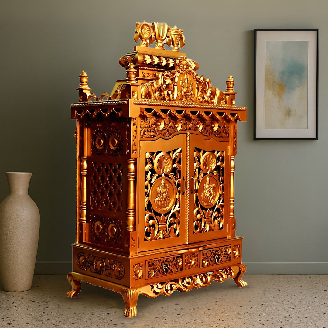 lifestyle image  of Archisha Teak Wood Mandap (Gold) 