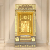 lifestyle image of Prathesh Wooden Corian Mandir (White)