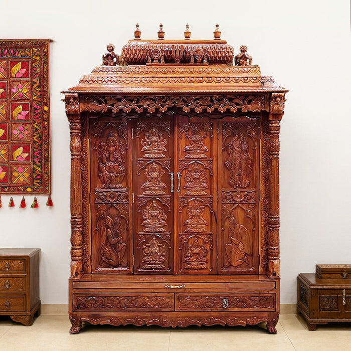 Big Pooja Mandir in a home setting