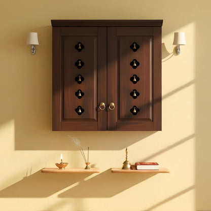 lifestyle view Barvya Pooja Mandir with Door (Wenge) 