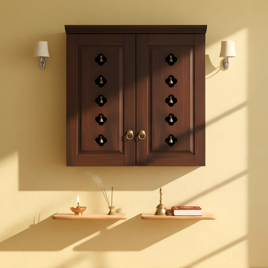 lifestyle view Barvya Pooja Mandir with Door (Wenge) 