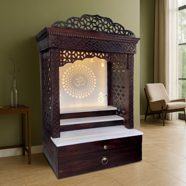 lifestyle view   Hemratna Teak Wood Mandir (Brown) 
