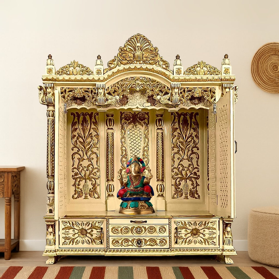  Shreejyoti Teak Wood Mandap (Gold) lifestyle view