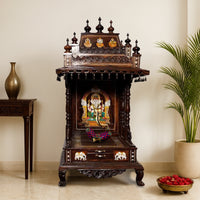 lifestyle view  Veer Teak Wood Mandir (Brown) 